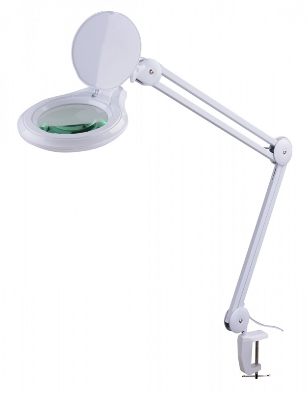 Лампа-лупа LED на струбцине (5 диоптрий, линза 12,7 см) 60 диодов 14W (9005)