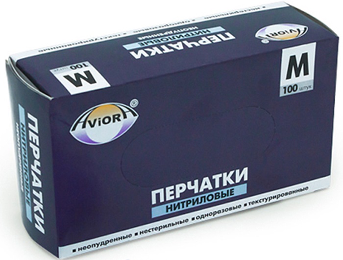 Перчатки нитриловые для маникюра "AVIORA" размер М (100 шт/уп)