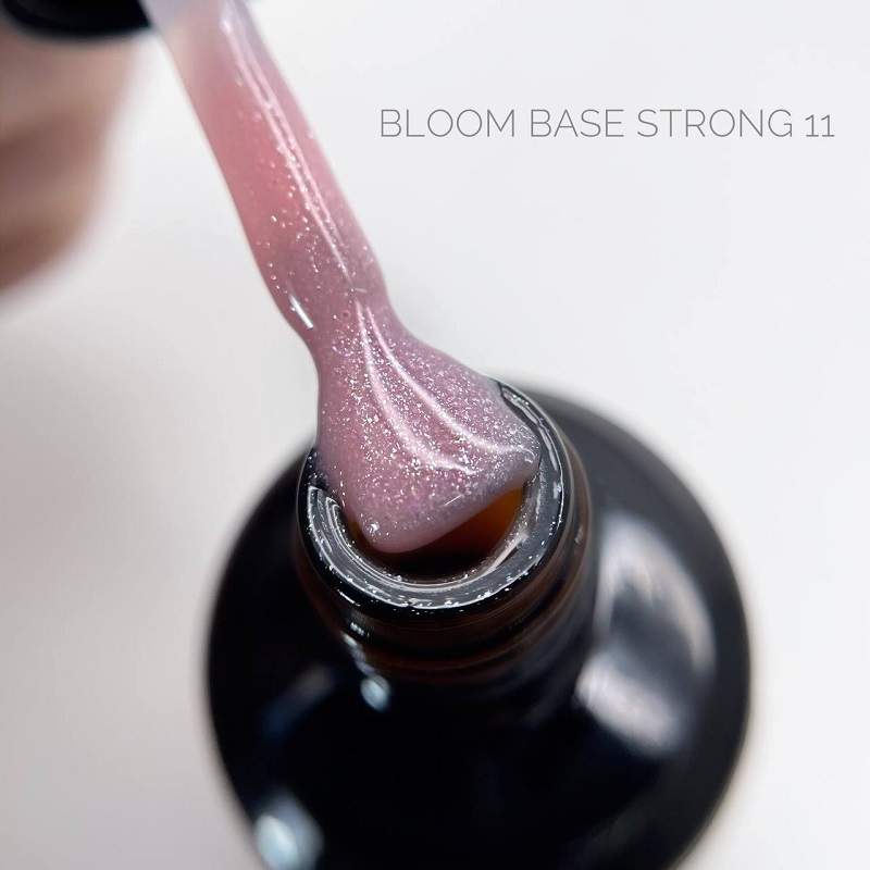 Bloom  БАЗА СТРОНГ жесткая (оттенок11) Розовый с блестками (15 мл)