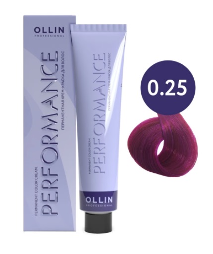OLLIN PERFORMANCE Крем-краска 0/25 фиолетово-махагоновый (розовый)