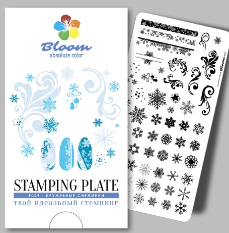 Bloom Пластина для стемпинга №029 Кружевные снежинки