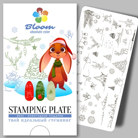 Bloom Пластина для стемпинга №035 Новогодние подарки