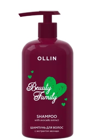 OLLIN BEAUTY FAMILY Шампунь для волос с экстрактом авокадо 500 мл (773397)