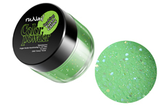 Пудра цветная RuNail акриловая 7,5гр с блестками Green Glitter